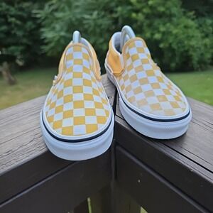 Vans‎ Shoes Unisex Men 5.5 Women 7  Yellow Asher Check Slip On Canvas Skate Y2K